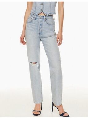 Aritiza Denim Forum Light Wash High-Rise Straight Jeans -